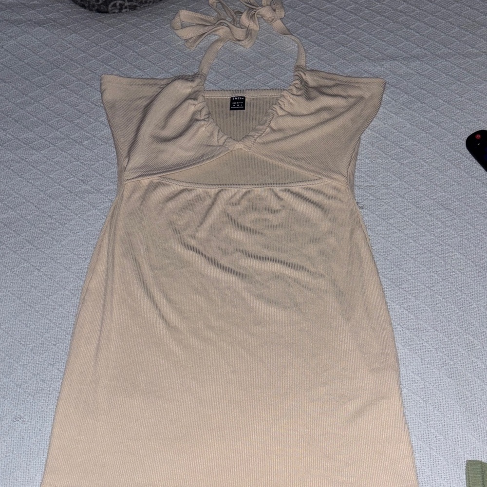 SHEIN Cream Halter Dress